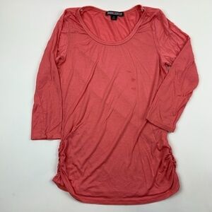 Love Blind Shirt Womens Small Round Neck Quarter Sleeve Scrunched Sides Pink